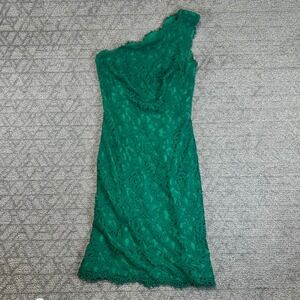 Tadashi Shoji Green Lace One Shoulder Knee Length Dress Size‎ 2